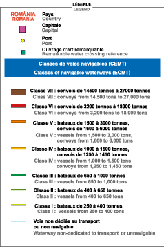 Légende carte du réseau fret de VNF - Voies navigables de France